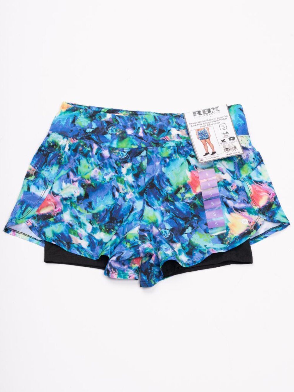 RBX Active 2-in-1 Running Shorts NWT Starburst Floral Green Multi Size Small